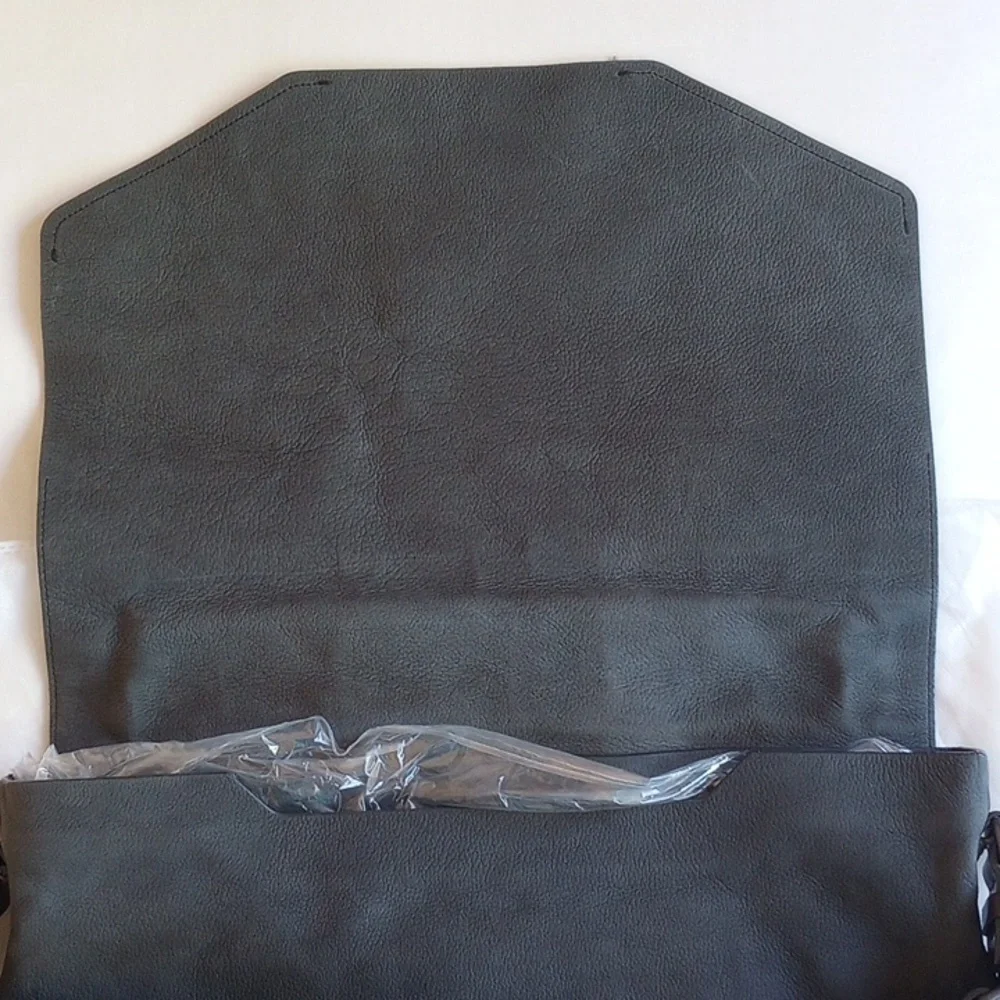 Lanvin Messenger Bag Gray Suede Leather Satchel Flap Sartorial Envelope